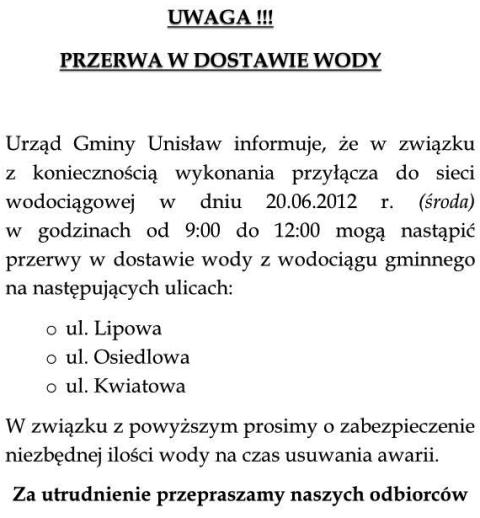 Awaria sieci wodociągowej