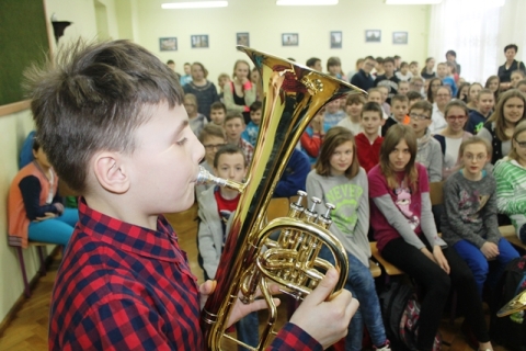 Orkiestra dęta w unisławskiej szkole