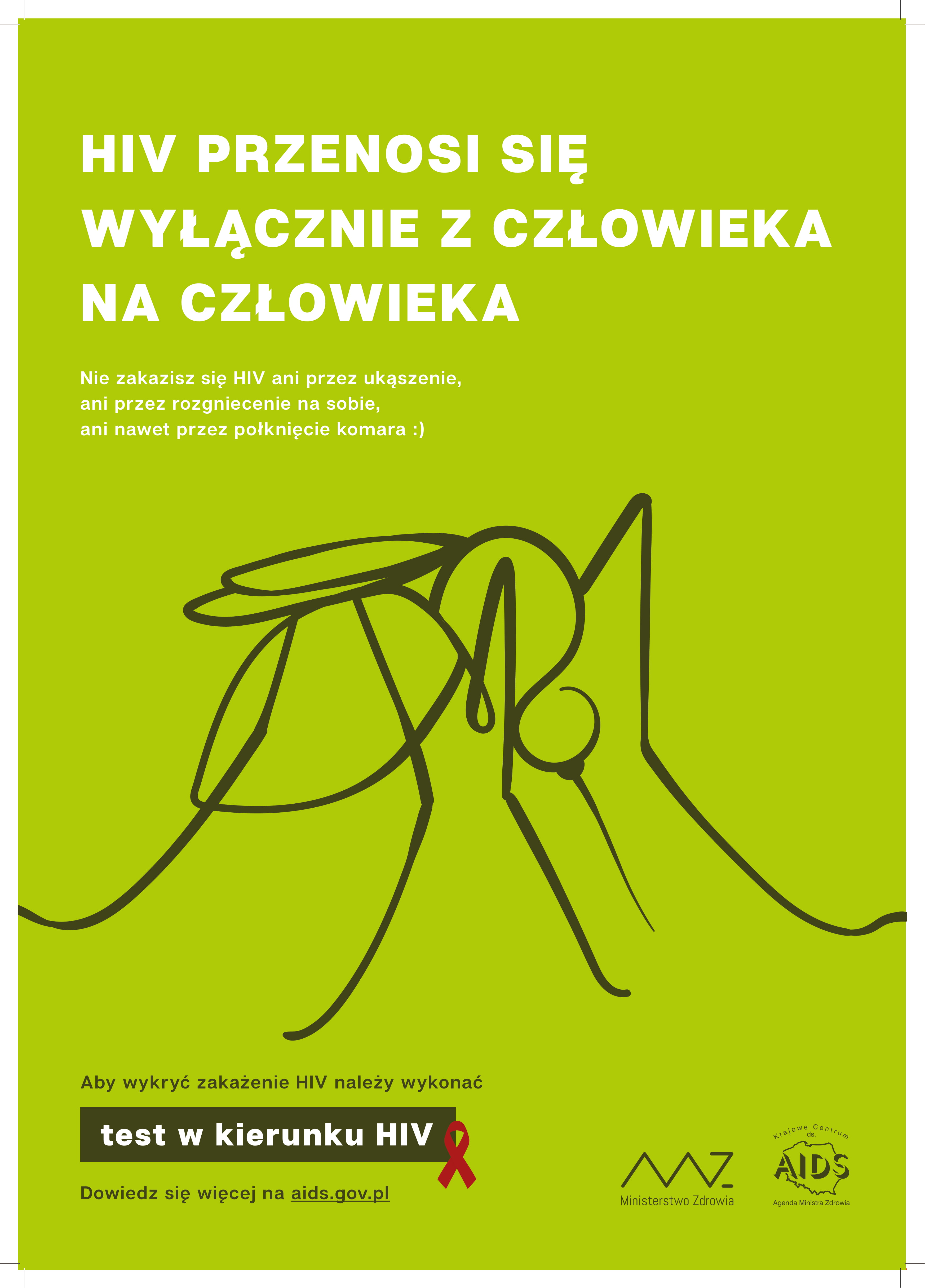 HIV przenosi się wyłącznie z człowieka na człowiekam nie zakazisz się hiv ani przez ukąszenie komara